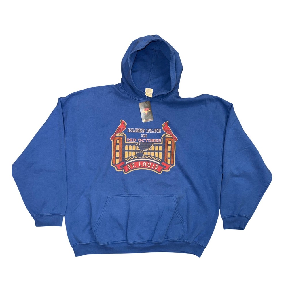 St. Louis Cardinals x St. Louis Blues MLB NHL Mashup Hoodie 3XL Blue